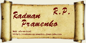 Radman Pramenko vizit kartica